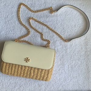 Tory Burch Straw Shrunken Shoulder Bag
